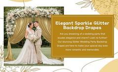 10ftx10ft Thick Gold Glitter Backdrop Curtain Panels for Parties, Wrinkle Sequin