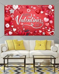 Mocsicka Happy Valentine’s Day Backdrop Banner 70.8×43.3 inch, Red