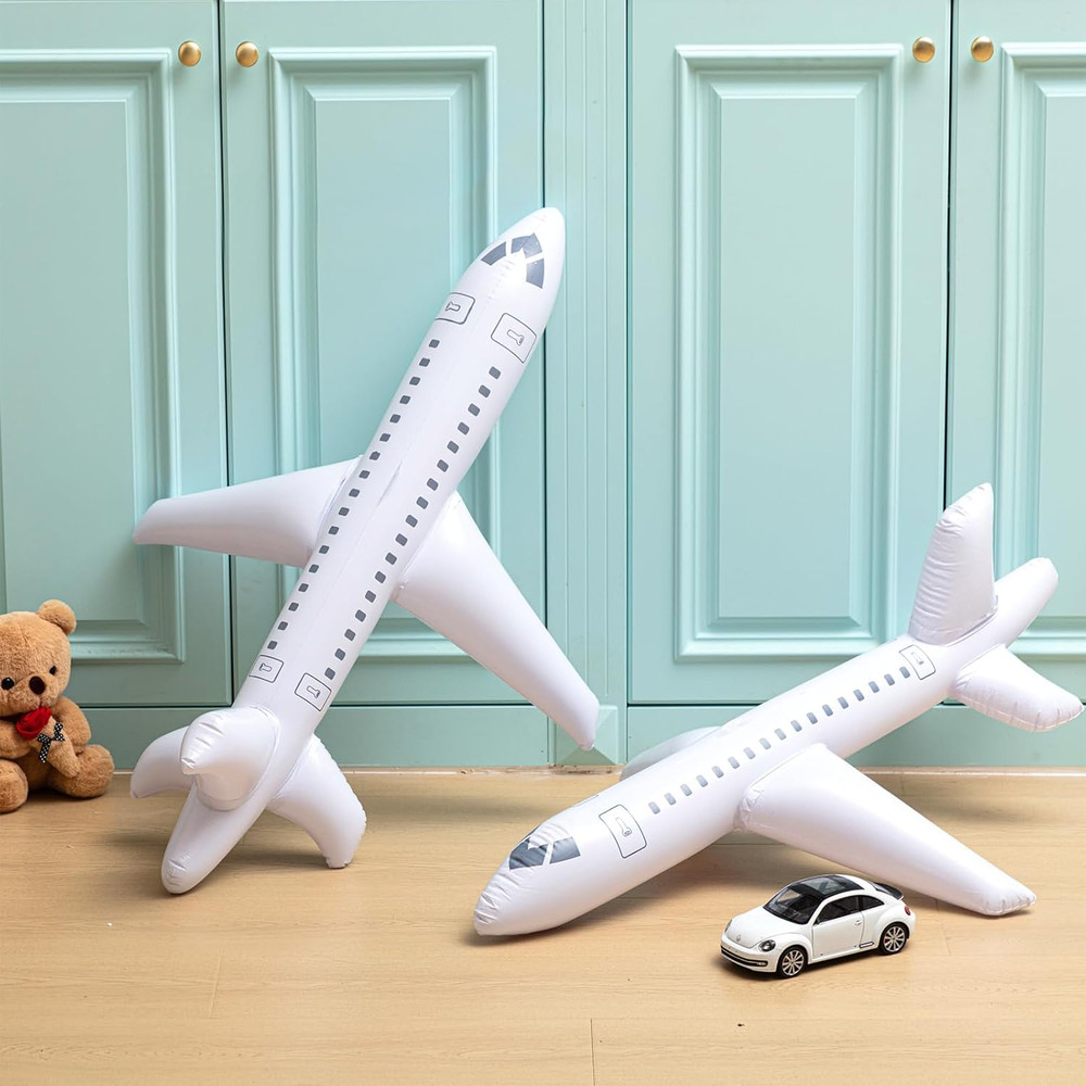 3 Pcs 40 Inch White Large Inflatable Airplane Balloon Aviation Themed Decorat…