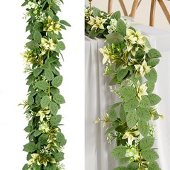 6FT Artificial Eucalyptus Garland with Flowers, Fake Greenery Vines Spring Iv…