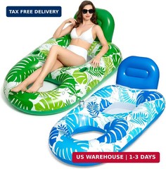 FindUWill 2 Pack Inflatable Pool Floats Adult- 65″x42″ Inflatable Pool Float Lou