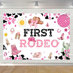Cowboy 1St Birthday Backdrop Banner Decorations for Girls Western Cowgirl Birthd