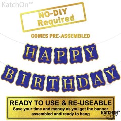 Royal Blue and Gold Birthday Banner – 10 Feet, No DIY | Happy Birthday Decoratio