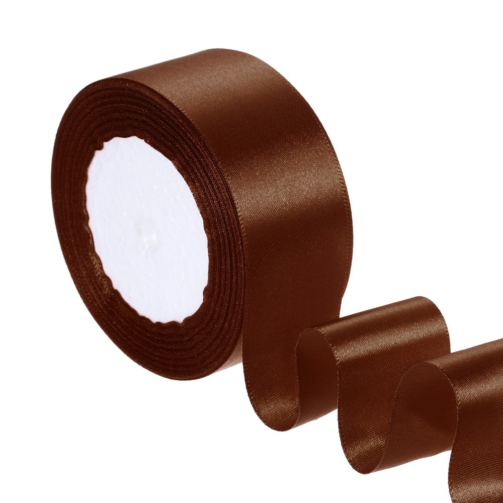 1.5 Inches x 24 Yards Satin Ribbon Roll Gift Wrapping Ribbon, Brown