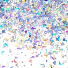 Iridescent Glitter Confetti, Fairy Moon Stars, DIY Party Supplies, Silver