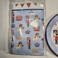 Tesco King Charles Coronation Party Set Bag Plate Napkin Tablecloth Flag Dog