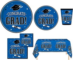 Congrats Grad Party Set Serve for 30 Graduation Decoration Banner Blue