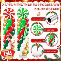 Kasyat Candy Balloon Column Stand, Christmas Foil Arch Kit