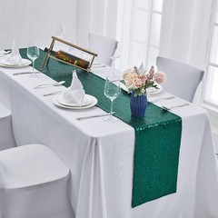 2 Packs 12 x 108 inches Hunter Green Sequin Table Runner, Glitter Hunter Gree…