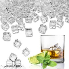 Fake Ice Clear Fake Ice Cubes Acrylic 17 mm 100 PCS Acrylic Decorative Ice Cubes