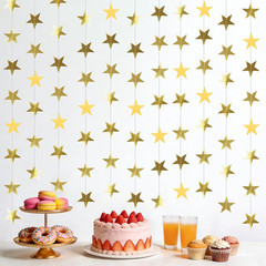 6 Pack 13Ft Gold Star Garland Banner Double Side Twinkle Streamers Hanging Strin