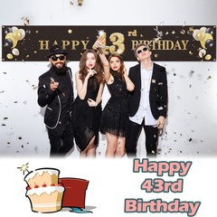 PAKBOOM Happy 43rd Birthday Backdrop Banner Cheers to 43 Years Old 43, Black