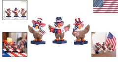 3-Piece Patriotic Eagle Statue Set – Vibrant Americana Decor for 4th of July
