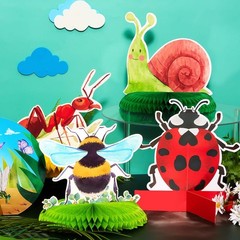 10 Pieces Bugs Party Decorations Kit Including 7 Bug Print Table Honeycomb Ce…