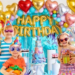 77Pcs Blue Happy Birthday Party Decorations Kit, Happy Birthday Light Blue