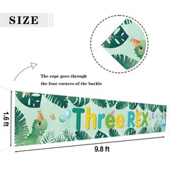 WeBenison Large Three Rex Banner/Dinosaur 3rd Birthday Garden Backdrop Banner/Ju