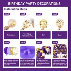 Purple and Gold Decorations for ,Party Supplies with Happy Backdrop,Balloon G…