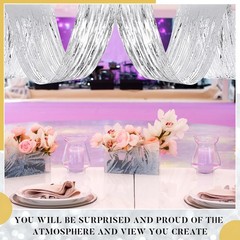 4 PCS 15ft Silver Metallic Foil Ceiling Fringe Curtains Graduation Party Decor