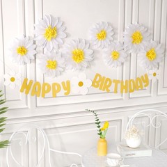 Daisy Tissue Paper Pom Poms Flower Wall Decorations Birthday Baby Shower