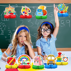 9Pcs Back to School Table Decorations-Welcome Back to School Honeycomb Centerpie