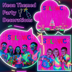 3 Pack Glow in the Dark Party Supplies, Neon Party Decorations Fluorescent Tinse