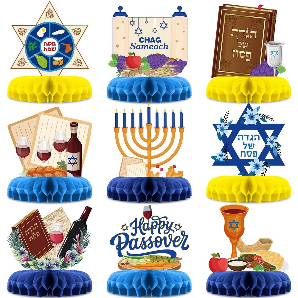 Pasimy 9 Pcs Passover Table Centerpieces Decorations Happy Passover Honeycomb Ce