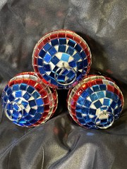 Red White Blue USA American Flag Disco Ball Ornament Veteran Memorial Army Navy