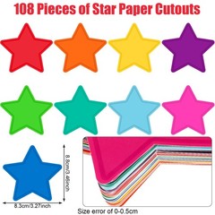 108 Pcs Star Cutouts Bulletin Board Paper Die Cut Watercolor 3.15 In Decor