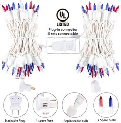 Waterproof Patriotic String Lights – 100 Incandescent Bulbs for Parties