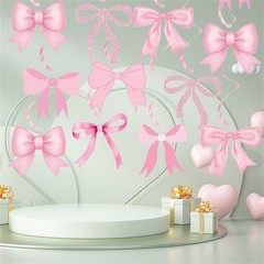 Pink Bow Hanging Swirls Decorations Coquette Birthday Girl Ceiling 20 PCS