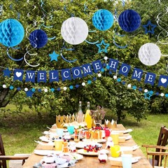 Welcome Home Decorations Welcome Home Banner with Glitter Stars Hanging Swirl…