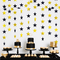 Black and Gold Shining Star Hanging Garland Black Gold Hanging Sparkling Star St