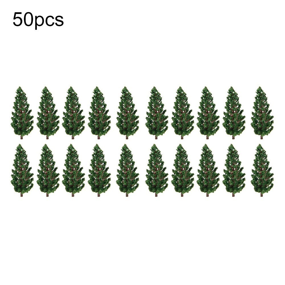 HO Scale Diorama Trees 50pcs 3.15 Inch Plastic Pine for Layout Building