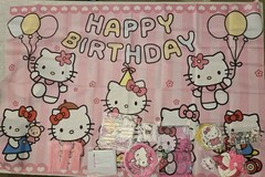 161pc Hello Kitty Birthday Party Supplies Set 39×59″ Banner 5 Foil Balloons NEW