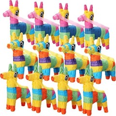 12 Pcs Mini Donkey Pinatas Rainbow Cinco De Mayo Fiesta Party Decorations