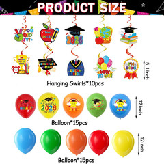 Kindergarten Graduation Party Decorations,Include Banner,Hanging Swirls,Backdrop