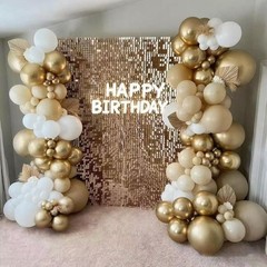 White Sand Gold Balloons Garland Kit, 166Pcs White Sand White Chrome Gold Lat…