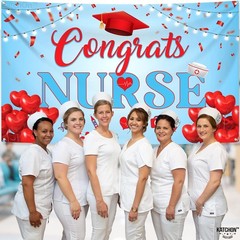 Red and Blue Congrats Nurse Banner – XtraLarge, 72×44 Inch | Graduation Banner,