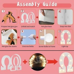 3 Ft DIY Light Up X Marquee Display Decor NIB White College Birthday Party Bling