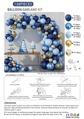 Blue Gold Balloon Garland Kit 138pcs Boy Birthday Baby Shower Decor