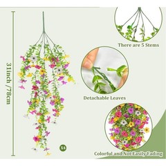 Plastic and Silk Eucalyptus Hanging Plant Garland 78cm Violet for Home Decor