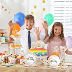 Festive 96-Piece Birthday Tableware Set – Confetti Sprinkles Theme for 24 Guests