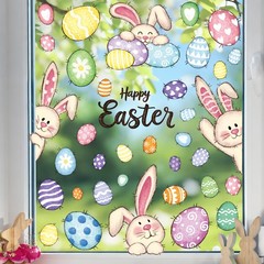 37 PCS Easter Decor, 4 Sheets Window Clings, 9.84 x 13.78 37, Colorful