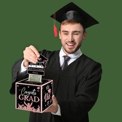 Unique Pink & Black Cash Box for Graduation – Ideal for High School & College