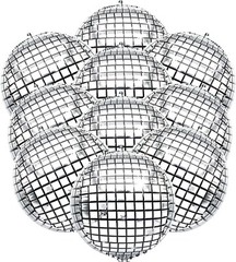 10-Pack 24inch 4D Large Round Aluminum Foil Balloons Self-sealing Disco Fever