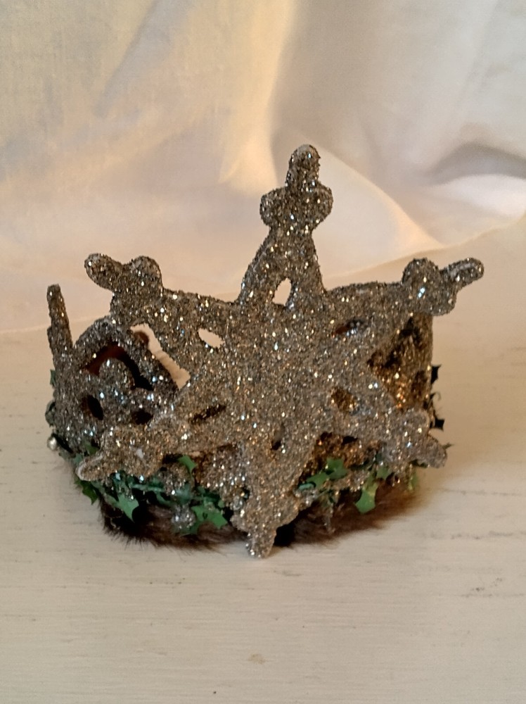 Crown; fur lined, winter, forest, glitter, snowflake, one-of-a-kind, small