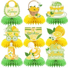 9 PCS Lemon Baby Shower Decorations Fruit Theme Centerpieces Table Sweet Sign