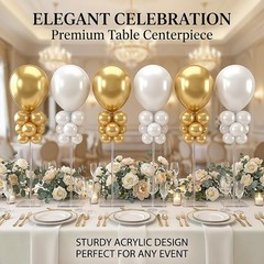 6 Pack Clear Acrylic Balloon Centerpieces for Tables – 15.75‑inch Balloon Sta…