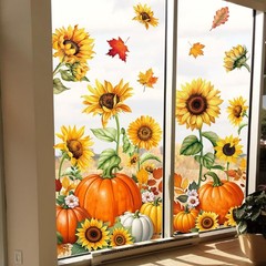 9 Sheets Fall Sunflower Window Clings 7.9 x 11.8 inch, Multicolor