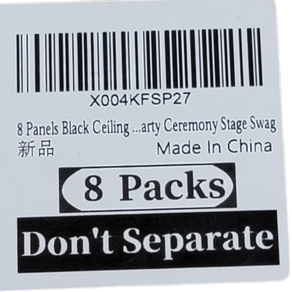 8 Pack Black Ceiling Drapes 5×10 ft Polyester Wedding Party Stage Backdrop Swag